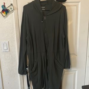 Olive tunic length zip up sweater